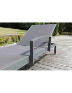 Bain De Soleil Thema Avec Roues En Aluminium 5 Positions - Grey / Gris -Fournitures De Jardin bain de soleil thema avec roues en aluminium 5 positions 2