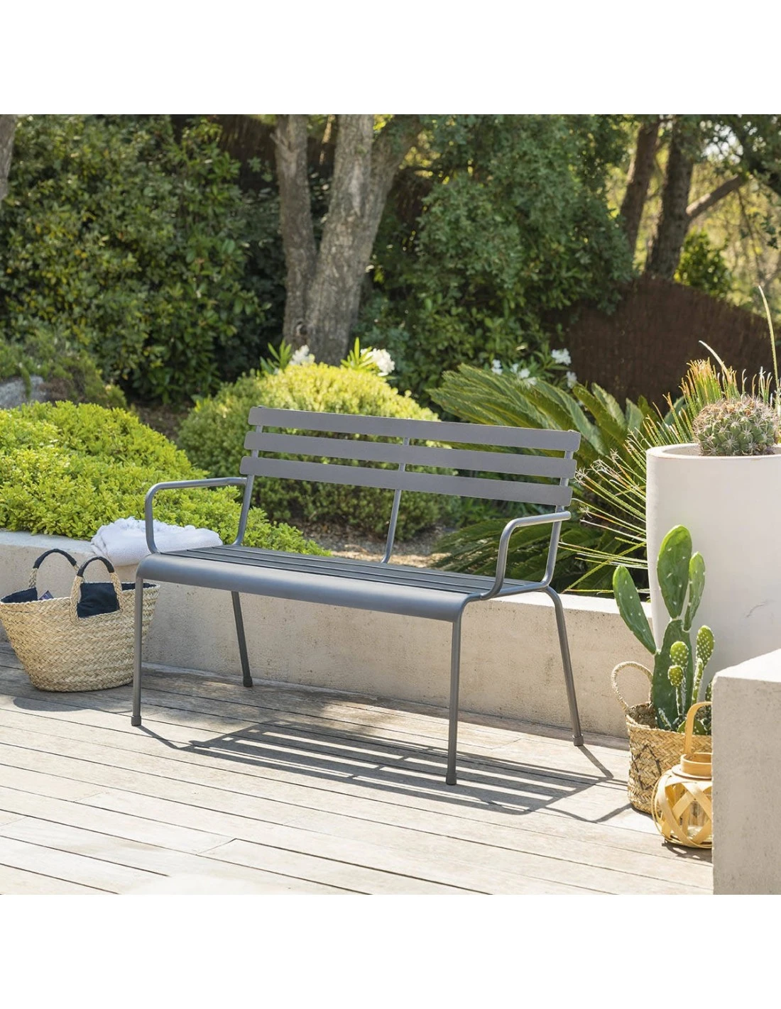 Banc De Jardin Métal Greensboro - Acier époxy - Graphite 2 Banc De Jardin Métal Greensboro - Acier époxy - Graphite – Image 2