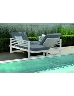 Canapé Bain De Soleil Lounge New Holly - Blanc Et Gris Satiné -Fournitures De Jardin canape bain de soleil lounge new holly 2