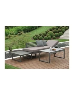 Canapé Bain De Soleil Lounge New Holly - Blanc Et Gris Satiné -Fournitures De Jardin canape bain de soleil lounge new holly 3