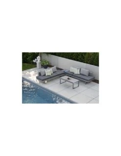 Canapé Bain De Soleil Lounge New Holly - Anthracite Et Gris Satiné -Fournitures De Jardin canape bain de soleil lounge new holly 7
