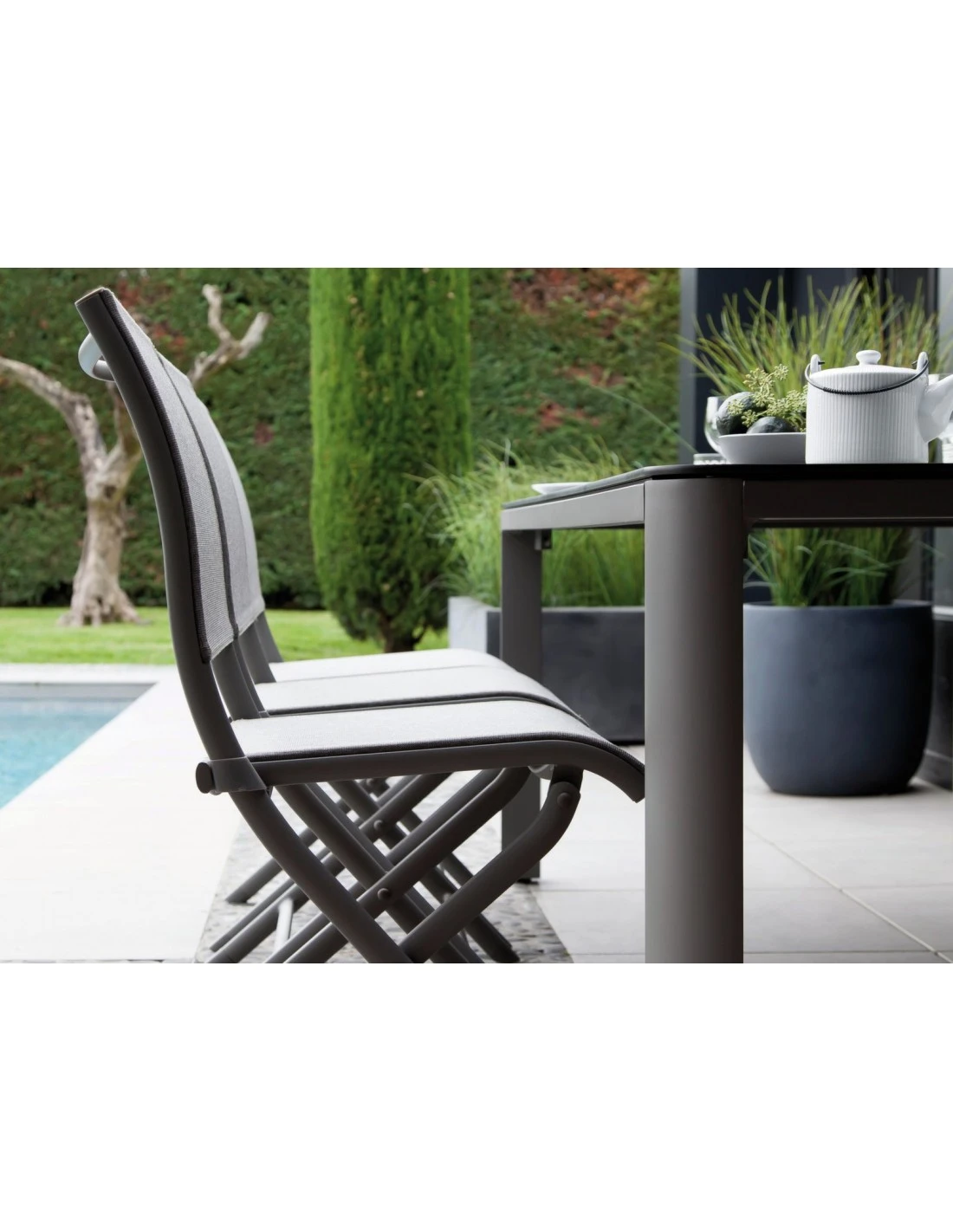 Chaise Pliante Élégance - Aluminium Grey - Grey / BB 3 Chaise Pliante Élégance - Aluminium Grey - Grey / BB – Image 3