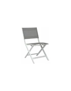 Chaise Pliante Nils - Blanc Textilène Gris Argent