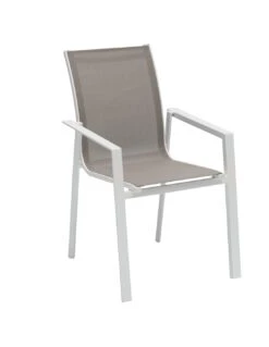 Fauteuil De Jardin Pavane - Aluminium Et Texaline - Blanc Et Noisette -Fournitures De Jardin fauteuil de jardin pavane aluminium et texaline 3