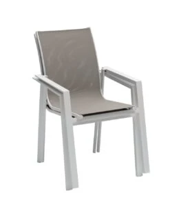 Fauteuil De Jardin Pavane - Aluminium Et Texaline - Blanc Et Noisette -Fournitures De Jardin fauteuil de jardin pavane aluminium et texaline 4