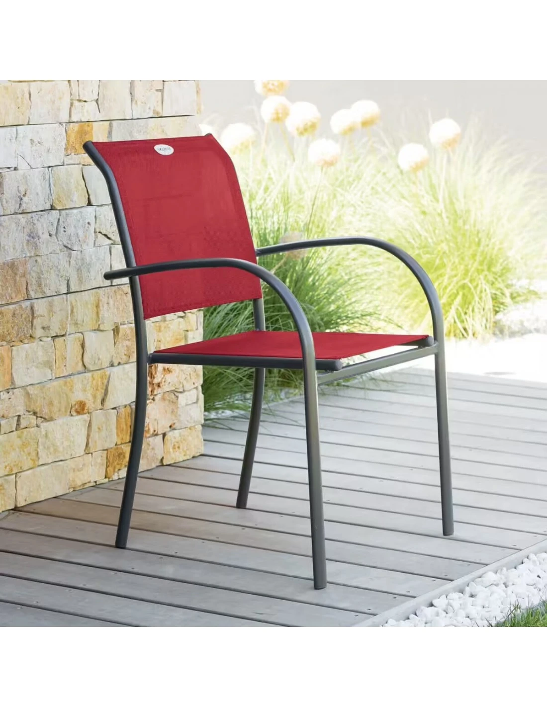 Fauteuil De Jardin Piazza Empilable - Aluminium Graphite - Grenade 2 Fauteuil De Jardin Piazza Empilable - Aluminium Graphite - Grenade – Image 2