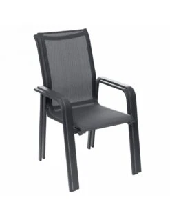 Fauteuil Dossier Haut Empilable Essentia - Aluminium Graphite -Fournitures De Jardin fauteuil dossier haut empilable essentia aluminium graphite 2