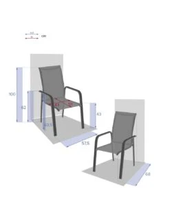 Fauteuil Dossier Haut Empilable Essentia - Aluminium Graphite -Fournitures De Jardin fauteuil dossier haut empilable essentia aluminium graphite 3