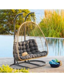 Fauteuil œuf Suspendu AJAR Ardoise 2 Places