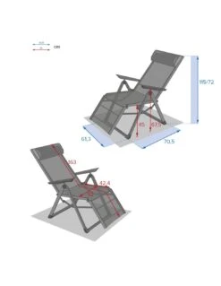 Fauteuil Relax Decima - Inclinable 8 Positions - Graphite / Bordeaux -Fournitures De Jardin fauteuil relax decima inclinable 8 positions graphite bordeaux 4