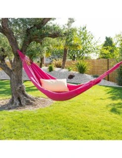 Hamac Yaqui Uni - L.200 X P.150 Cm - Framboise -Fournitures De Jardin hamac yaqui uni l200 x p150 cm coloris au choix 16