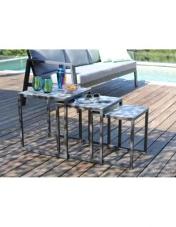 Lot De 3 Tables GIGOGNE En Aluminium Grey -Fournitures De Jardin lot de 3 tables gigogne en aluminium grey 2