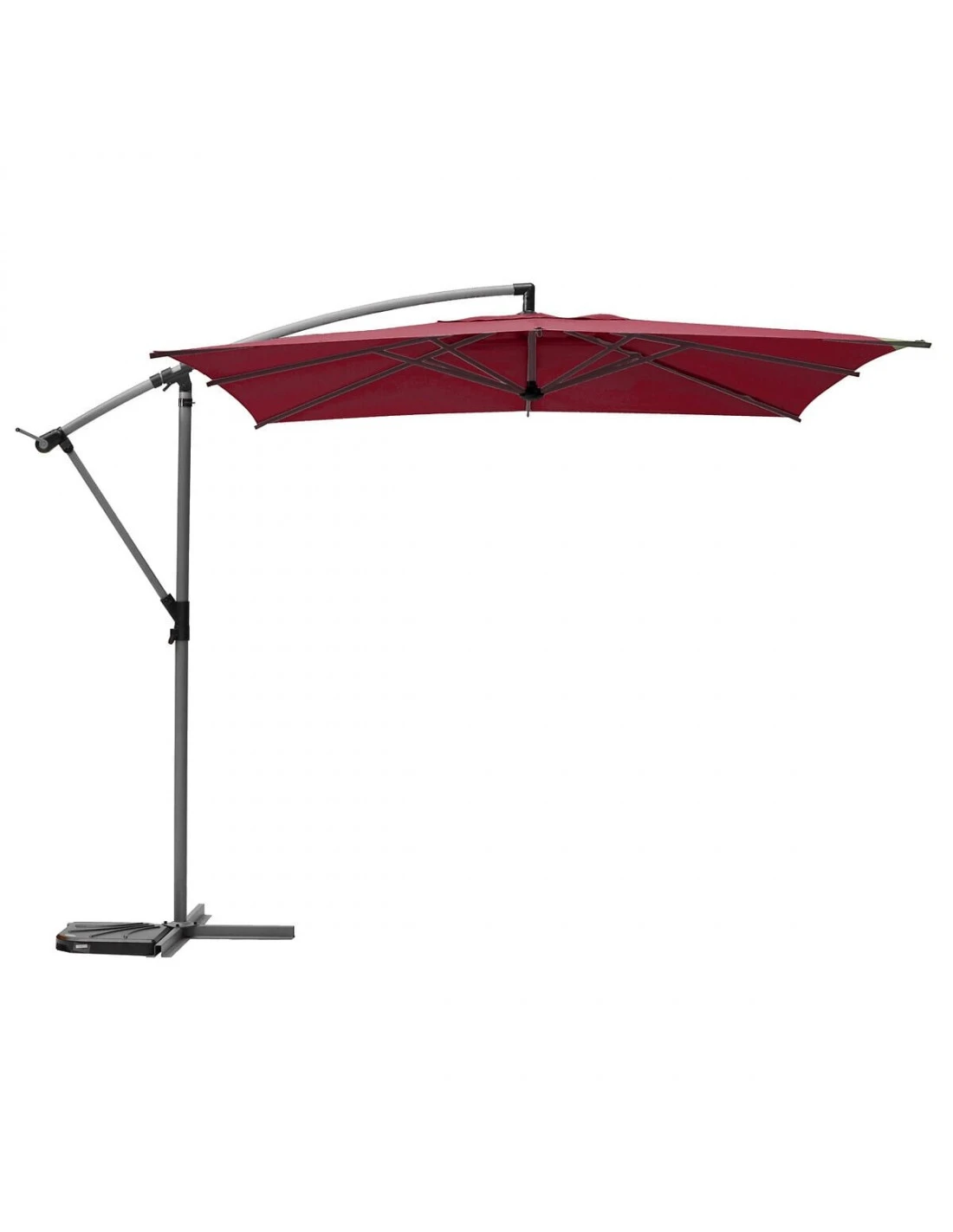 Parasol Déporté Carré Manoa 2.5x2.5 M - Acier Et Polyester - Bordeaux 2 Parasol Déporté Carré Manoa 2.5x2.5 M - Acier Et Polyester - Bordeaux – Image 2