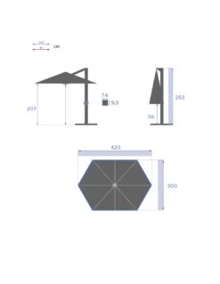 Parasol Déporté Eléa 4,2 X 3 M Hexagonal - Aluminium Et Toile Oléfine - Noisette -Fournitures De Jardin parasol deporte elea 42 x 3 m hexagonal aluminium et toile olefine noisette 5