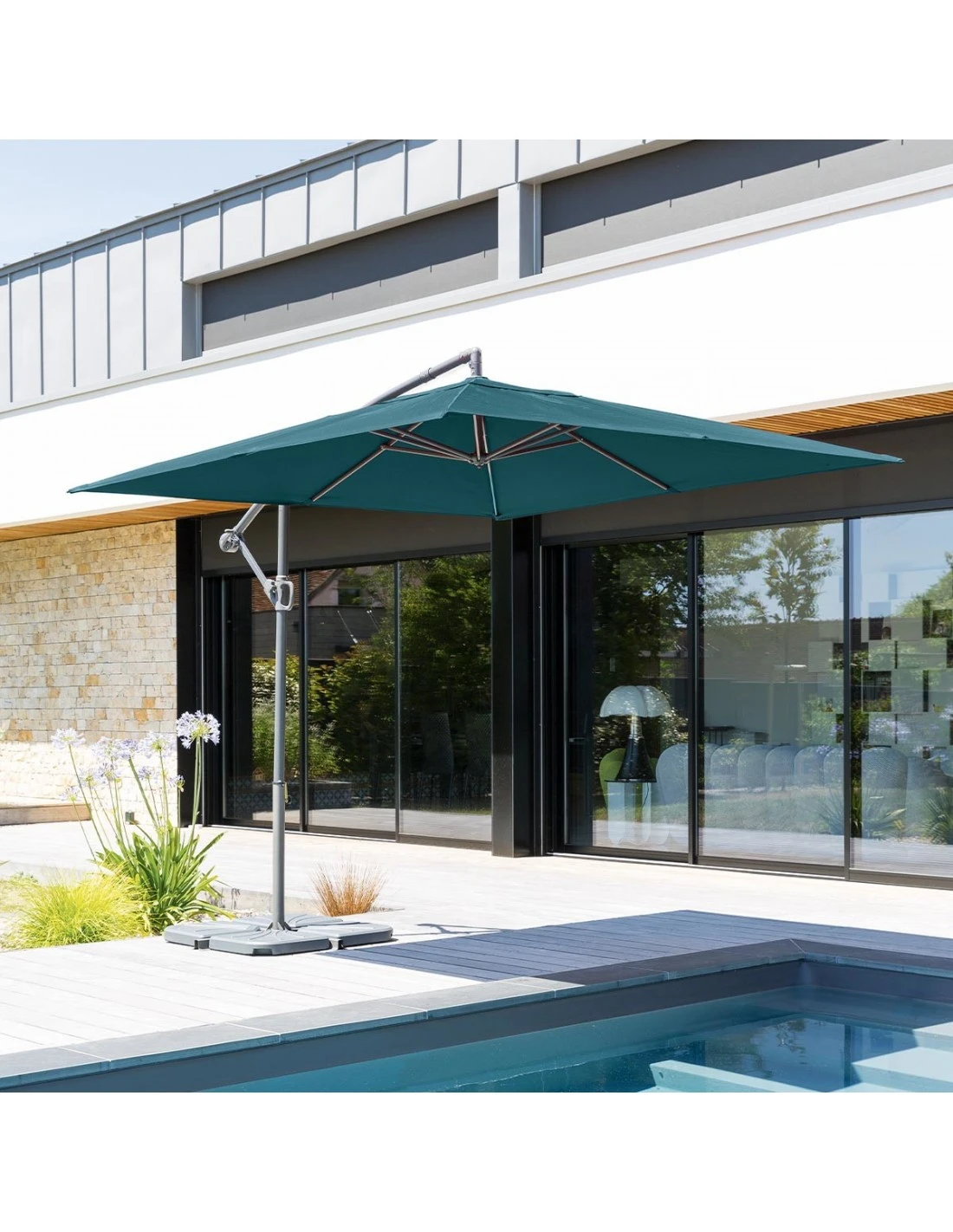 Parasol Déporté Janeiro Carré 2,5 X 2,5 M - Aluminium Et Toile Polyester - Bleu Canard 1 Parasol Déporté Janeiro Carré 2,5 X 2,5 M - Aluminium Et Toile Polyester - Bleu Canard