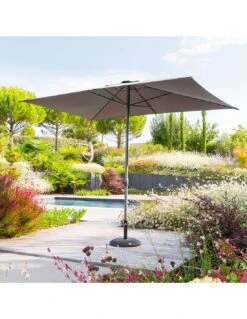 Parasol Droit Loompa Rectangulaire 2 X 3 M à Manivelle - Taupe -Fournitures De Jardin parasol droit loompa rectangulaire 2 x 3 m a manivelle 7