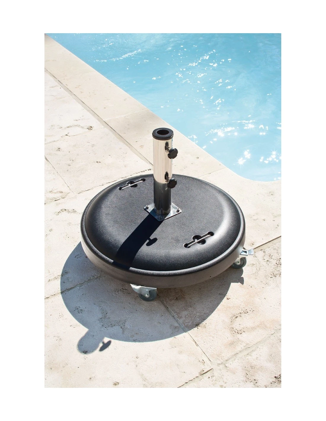 Pied De Parasol Béton 50 Kg Noir - Acier Inoxydable Et Béton 2 Pied De Parasol Béton 50 Kg Noir - Acier Inoxydable Et Béton – Image 2