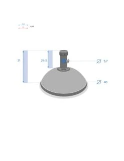 Pied De Parasol Dôme 25 Kg - Béton Et Acier Traité époxy - Noir -Fournitures De Jardin pied de parasol dome 25 kg beton et acier traite epoxy noir 2