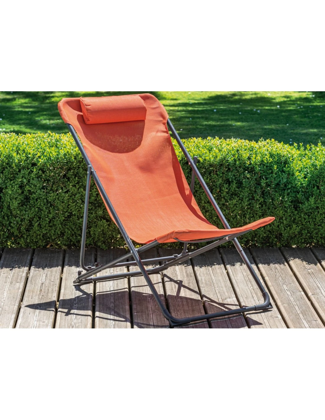 Relax De Jardin Pliant Easy - Toile Au Choix - Graphite / Paprika 2 Relax De Jardin Pliant Easy - Toile Au Choix - Graphite / Paprika – Image 2