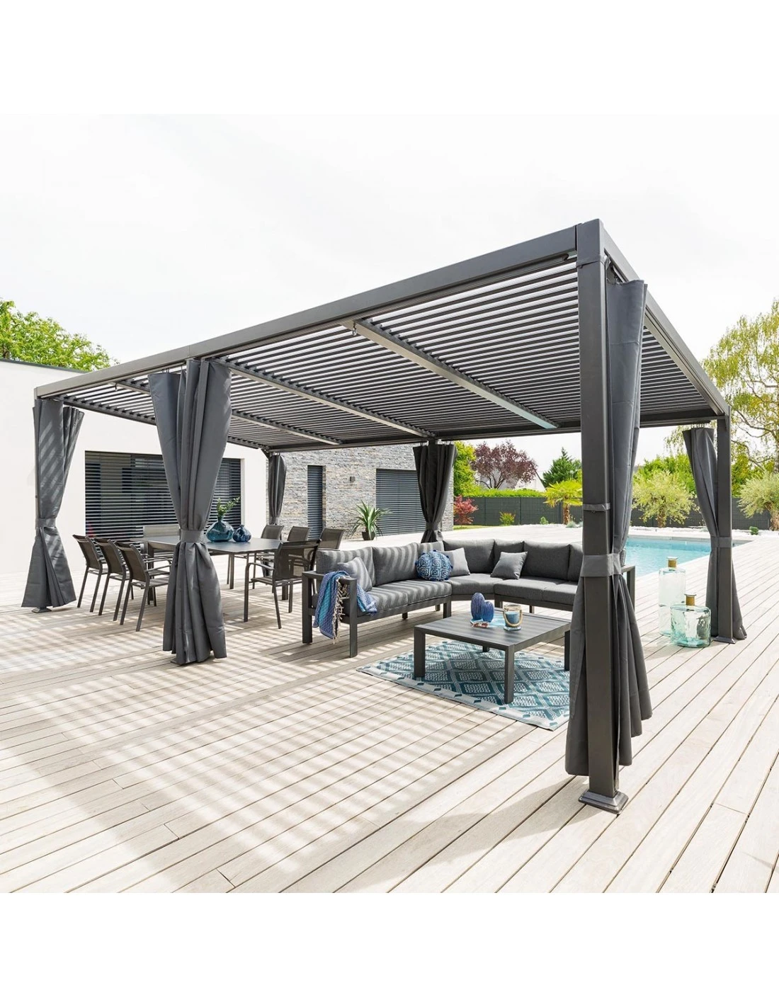 Rideaux Pour Tonnelle Avila Ardoise 7.2 X 3 M 2 Rideaux Pour Tonnelle Avila Ardoise 7.2 X 3 M – Image 2