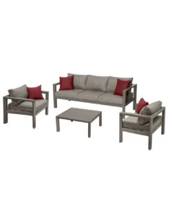 Salon De Jardin 5 Places Evasion - Aluminium Et Coussins Polyester - Tonka -Fournitures De Jardin salon de jardin 5 places evasion aluminium et coussins polyester 10