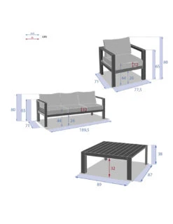 Salon De Jardin 5 Places Evasion - Aluminium Et Coussins Polyester - Tonka -Fournitures De Jardin salon de jardin 5 places evasion aluminium et coussins polyester 16