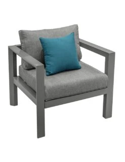 Salon De Jardin 5 Places Evasion - Aluminium Et Coussins Polyester - Graphite -Fournitures De Jardin salon de jardin 5 places evasion aluminium et coussins polyester 3