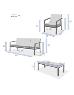Salon De Jardin 5 Places Evasion - Aluminium Et Coussins Polyester - Graphite -Fournitures De Jardin salon de jardin 5 places evasion aluminium et coussins polyester 8