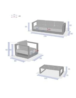 Salon De Jardin Allure 5 Places - Aluminium Graphite - Blanc -Fournitures De Jardin salon de jardin allure 5 places aluminium graphite 1 2