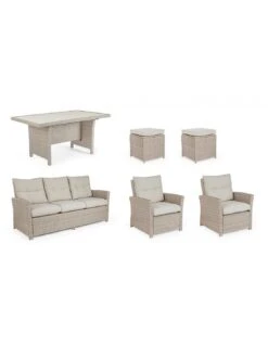 Salon De Jardin Ariel - 7 Places - Résine Synthétique Naturel -Fournitures De Jardin salon de jardin ariel 7 places resine synthetique naturel 3