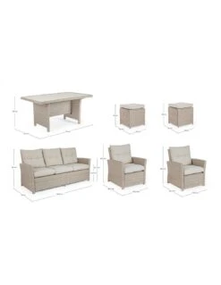Salon De Jardin Ariel - 7 Places - Résine Synthétique Naturel -Fournitures De Jardin salon de jardin ariel 7 places resine synthetique naturel 6