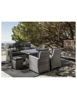 Fournitures De Jardin -Fournitures De Jardin salon de jardin ariel resine tressee grise 7 places 1