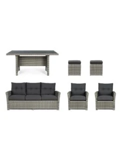 Salon De Jardin Ariel - Résine Tressée Grise - 7 Places -Fournitures De Jardin salon de jardin ariel resine tressee grise 7 places 5