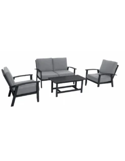 Salon De Jardin Berlin En Aluminium Anthracite - Anthracite / Gris Clair