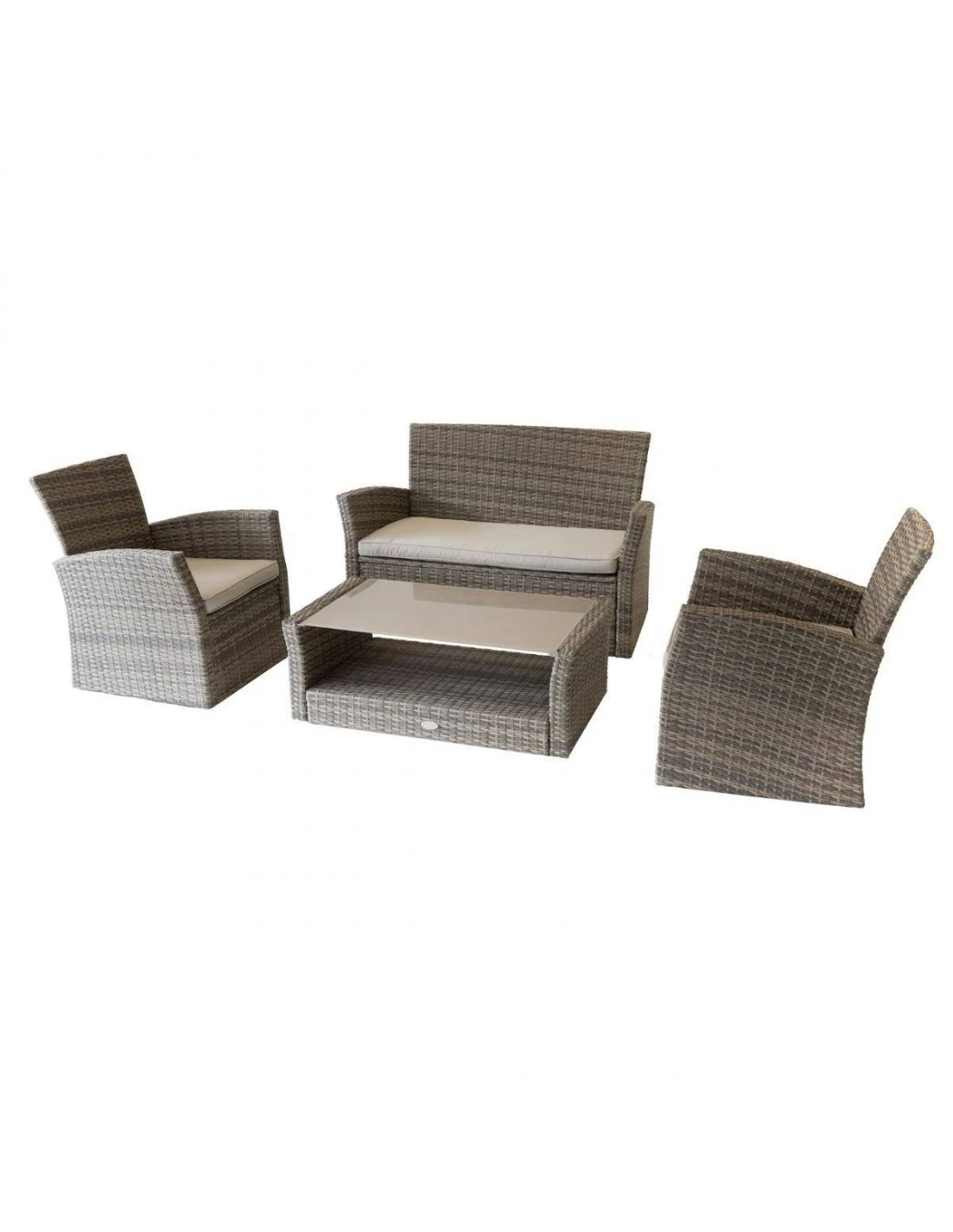 Salon De Jardin Bora Bora - 4 Places - Résine Tressée Et Acier époxy - Naturae 2 Salon De Jardin Bora Bora - 4 Places - Résine Tressée Et Acier époxy - Naturae – Image 2