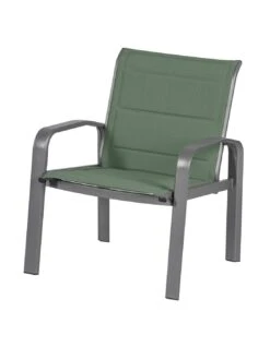 Salon De Jardin ELYN 4 Places - Aluminium Et Texaline - Vert Olive Et Graphite -Fournitures De Jardin salon de jardin elyn 4 places aluminium et texaline vert olive et graphite 3