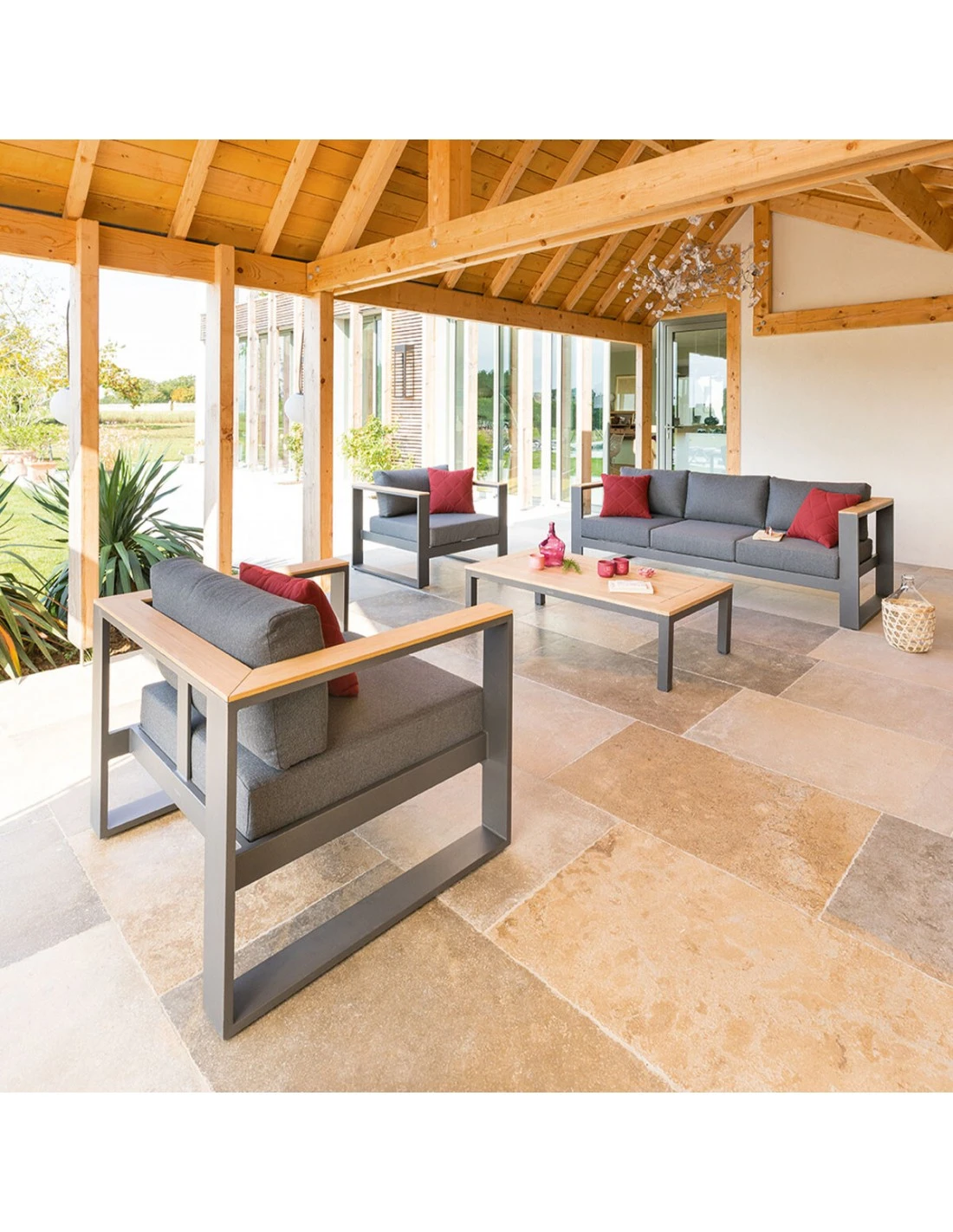 Salon De Jardin Emperia Graphite 5 Places - Aluminium Et Acacia 1 Salon De Jardin Emperia Graphite 5 Places - Aluminium Et Acacia