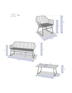 Salon De Jardin Lambada 4 Places - Résine Tressée Sésame -Fournitures De Jardin salon de jardin lambada 4 places resine tressee sesame 1 9