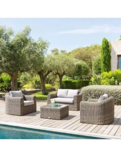 Salon De Jardin Mooréa - 4 Places - Aluminium Et Résine - Naturae