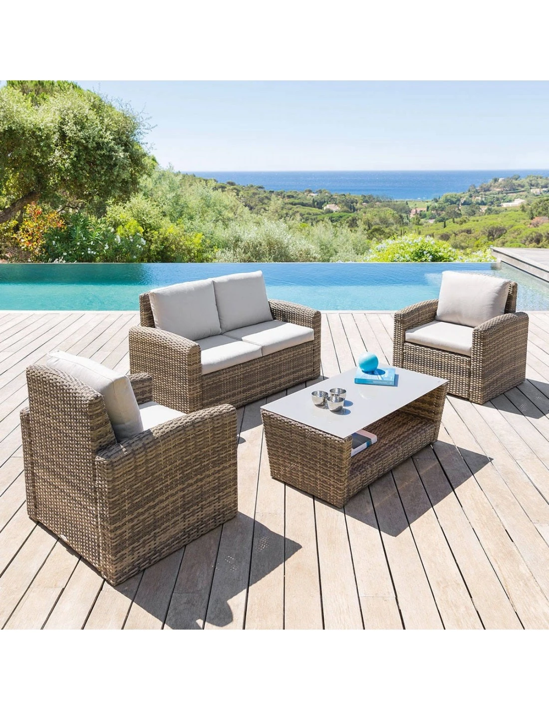 Salon De Jardin Polynésia 4 Places - Aluminium Et Résine Tressée - Naturae 2 Salon De Jardin Polynésia 4 Places - Aluminium Et Résine Tressée - Naturae – Image 2