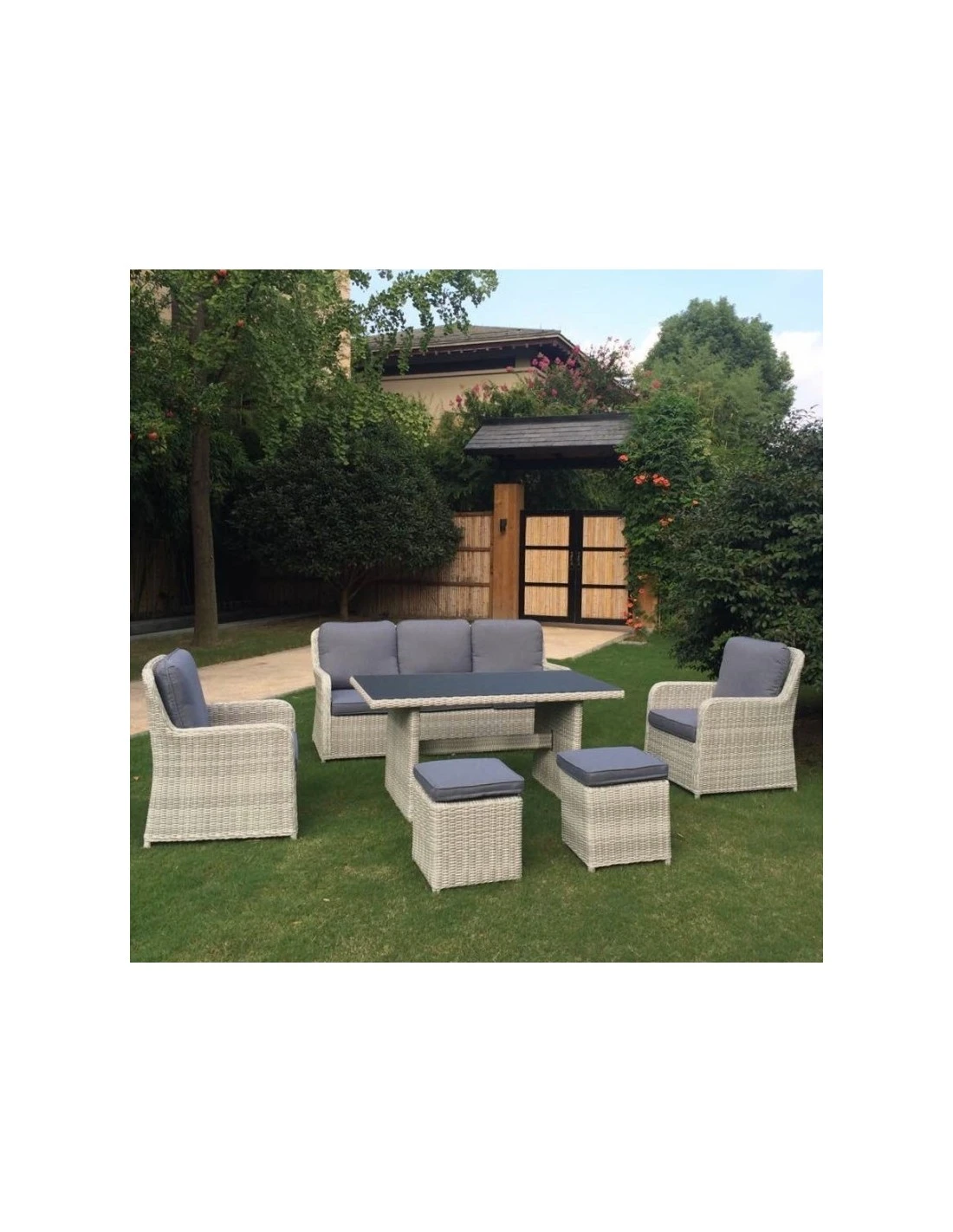 Salon De Jardin Repas Lodrino En Aluminium Et Résine Tressée 2 Salon De Jardin Repas Lodrino En Aluminium Et Résine Tressée – Image 2