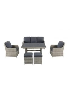 Salon De Jardin Repas Lodrino En Aluminium Et Résine Tressée