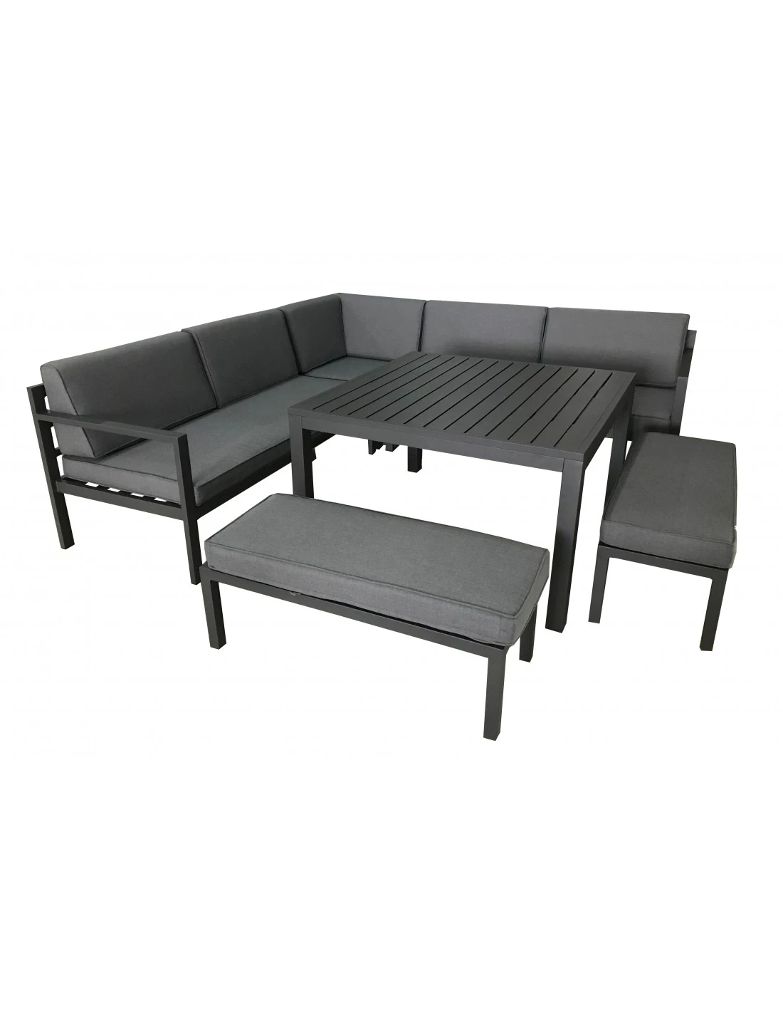 Salon De Jardin Royan II D'angle - 8 Places En Aluminium Gris 1 Salon De Jardin Royan II D'angle - 8 Places En Aluminium Gris