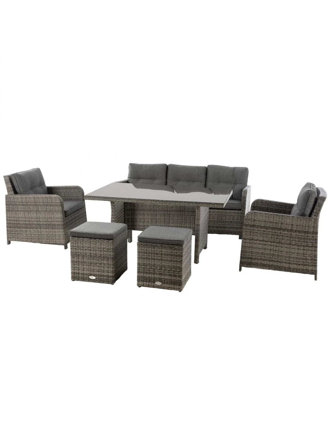 Salon Repas Mayari 7 Places - Résine Tressée Terre D'ombre 2 Salon Repas Mayari 7 Places - Résine Tressée Terre D'ombre – Image 2