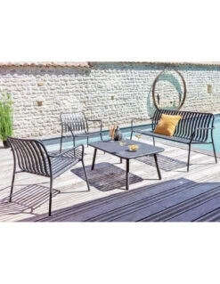 Salon Set Lounge Bitti 4 Pièces En Aluminium - Graphite -Fournitures De Jardin salon set lounge bitti 4 pieces en aluminium graphite 3