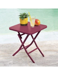Table D'appoint Greensboro Carrée Pliante - Acier époxy - Bordeaux -Fournitures De Jardin table d appoint greensboro carree pliante acier epoxy bordeaux 1
