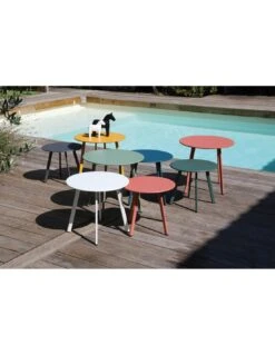 Table D'appoint MASSAI Ø50 Cm - Acier époxy - Vert Light -Fournitures De Jardin table d appoint massai o50 cm acier epoxy 14