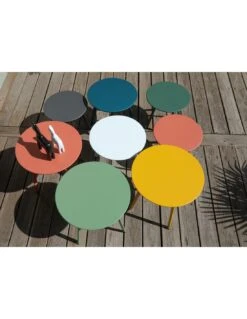 Table D'appoint MASSAI Ø50 Cm - Acier époxy - Vert Light -Fournitures De Jardin table d appoint massai o50 cm acier epoxy 15