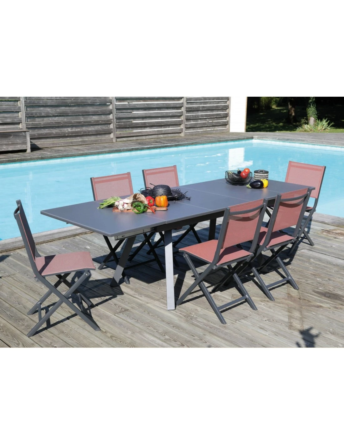 Table De Jardin AGRA Extensible 150/200/250 Cm - Aluminium Et Verre - Graphite / Perle 6 Table De Jardin AGRA Extensible 150/200/250 Cm - Aluminium Et Verre - Graphite / Perle – Image 6