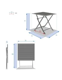 Table De Jardin Azua Pliante Carrée 2 Places - Aluminium - Gris Smoke Plateau Ect Effet Bois -Fournitures De Jardin table de jardin azua pliante carree 2 places aluminium gris smoke plateau ect effet bois 3